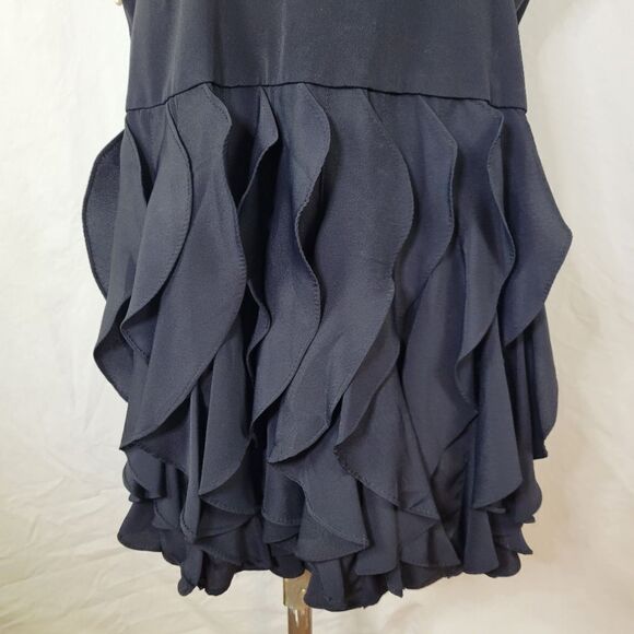 Betsy‎ & Adam Black Ruffle Skirt Faux Pearl Accent Sheath Dress Size 9/10 - Picture 6 of 9